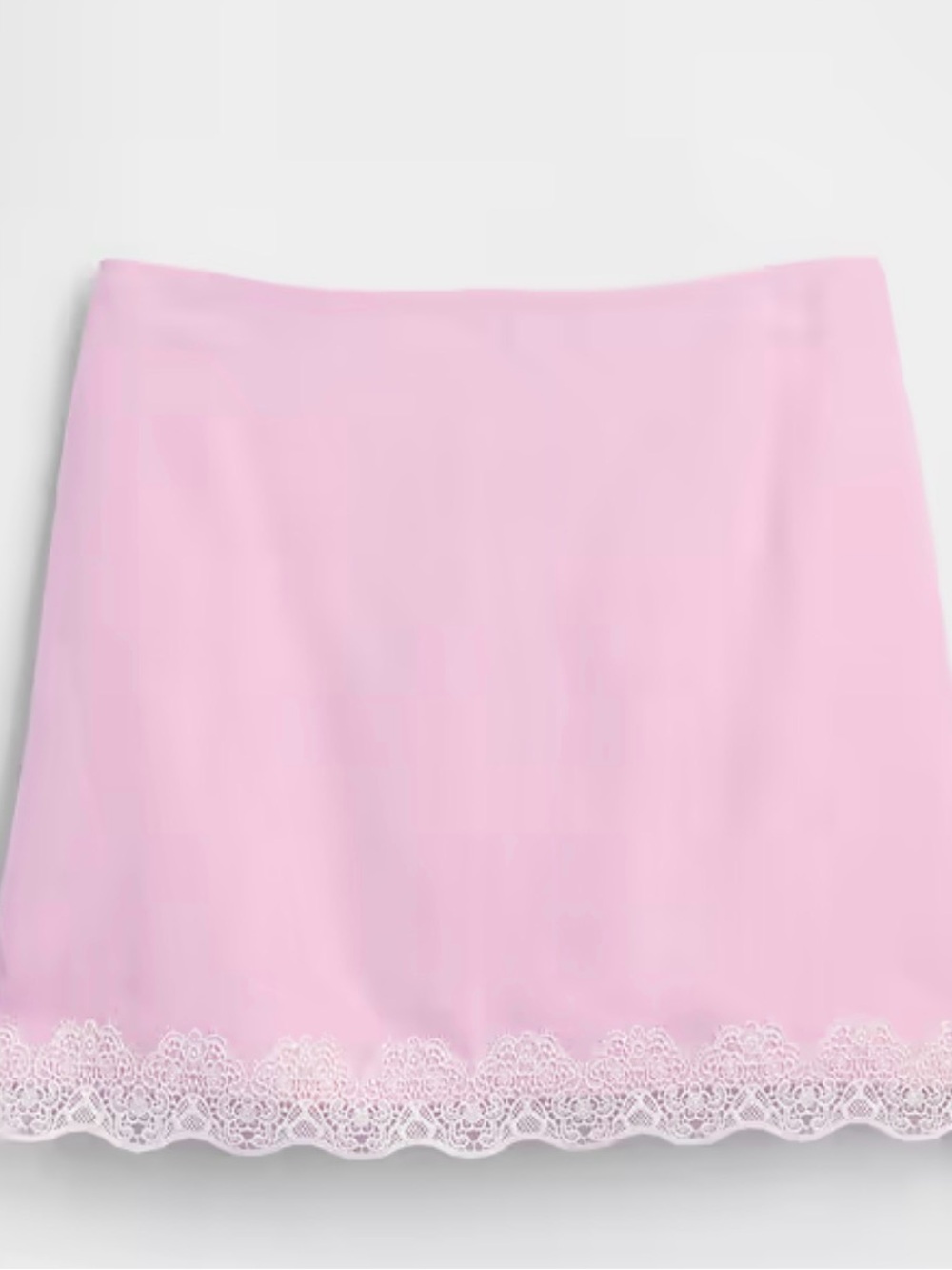 Lace-Hem linen Mini Skirt in Soft Pink